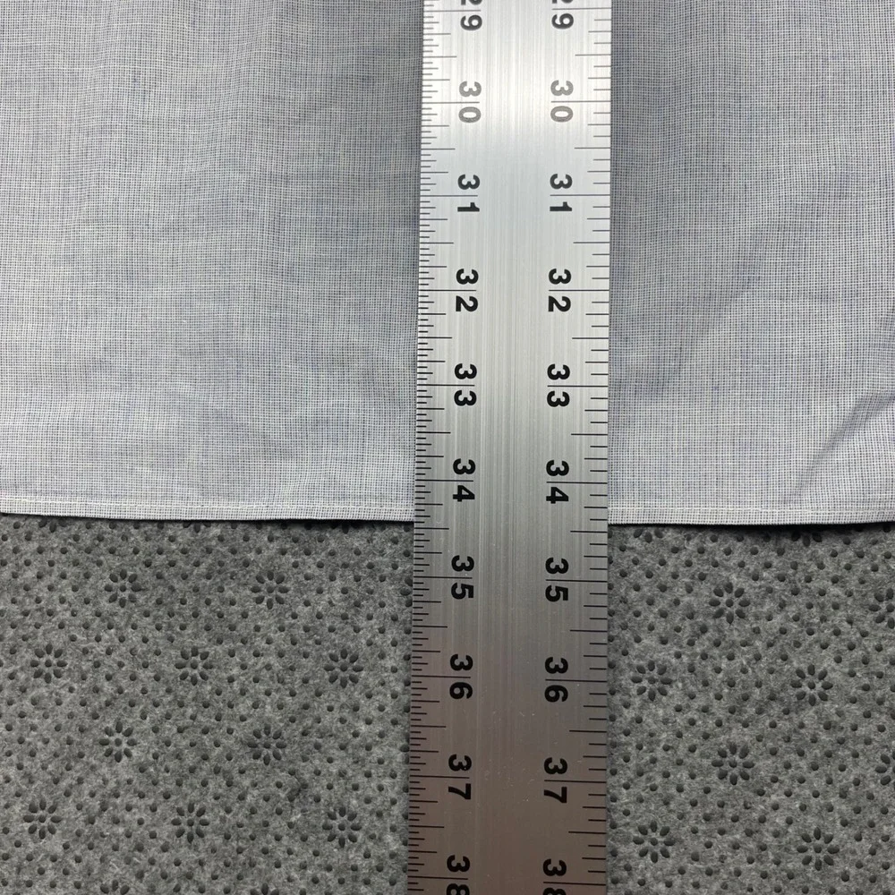 Y2K Abercrombie & Fitch Mens Band Collar Shirt Grey Micro Gingham Cotton Large L